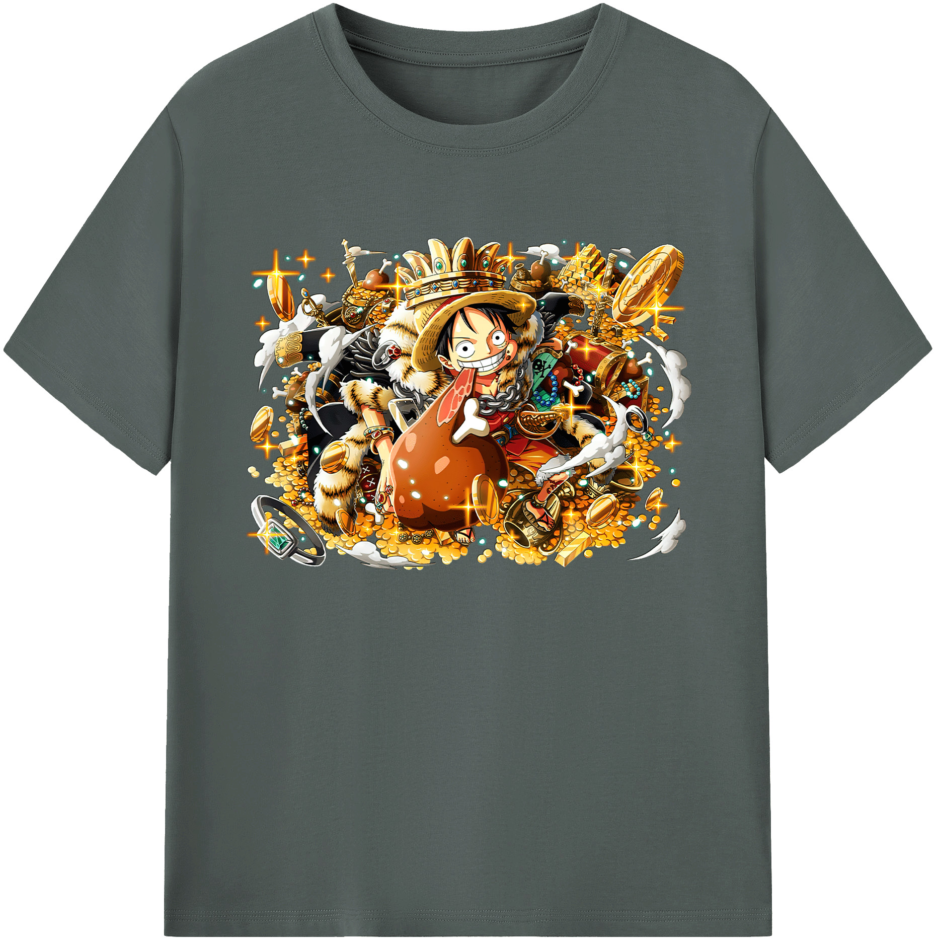 ワンピース モンキー・D・ルフィ ONE PIECE Monkey D. Luffy 綿100％ メンズ半袖Tシャツ｜肌触りやわらか＆通気性